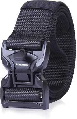 Winchester Tactical Belt, Military Utility Nylon Web Heavy Duty Work Belt, Quick Release Magnetic Buckle, Foxtrot Black, L