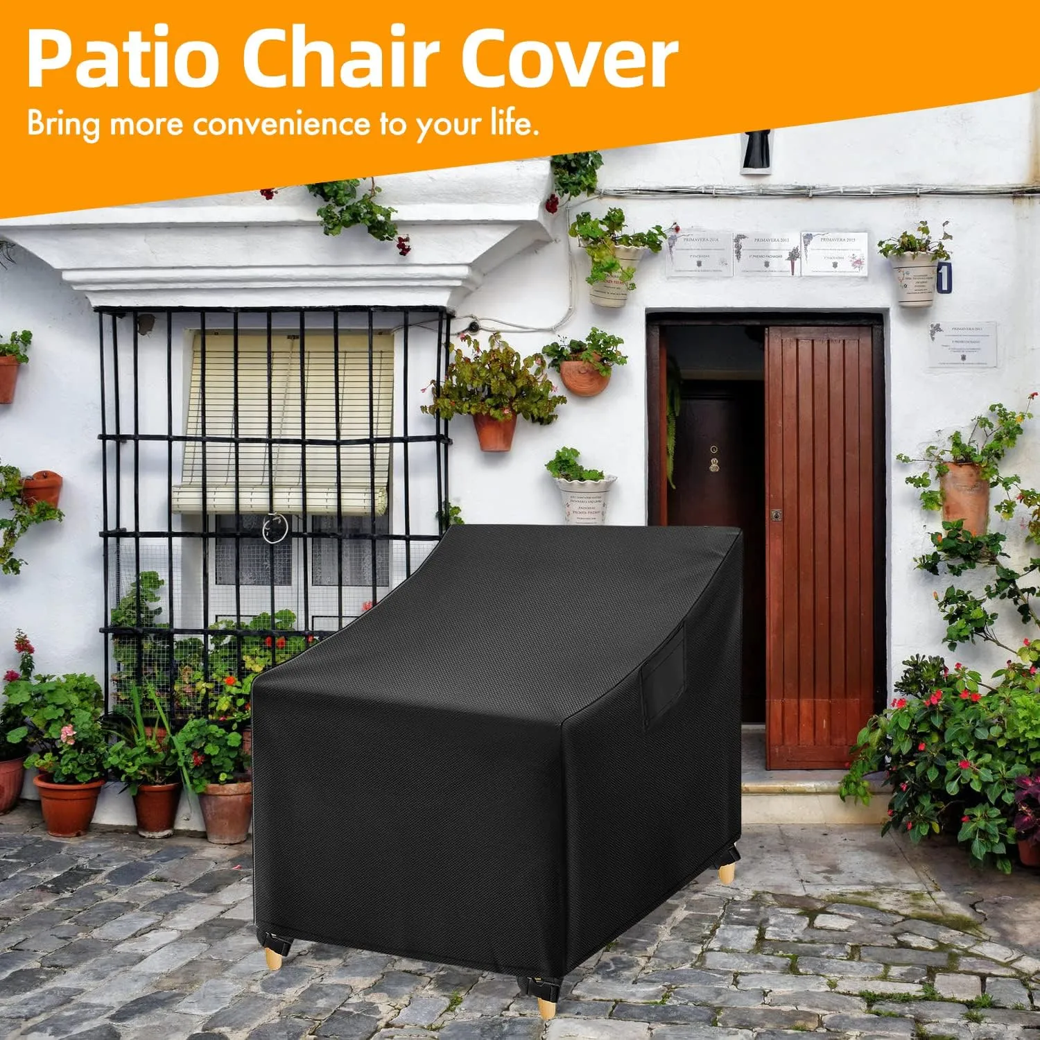 WLEAFJ Outdoor Chair Covers Waterproof, Black Lawn Patio Furniture Covers, Heavy Duty Wicker Garden Sofa Chair Cover, 2 Pack - 30" W x 37" D x 31" H