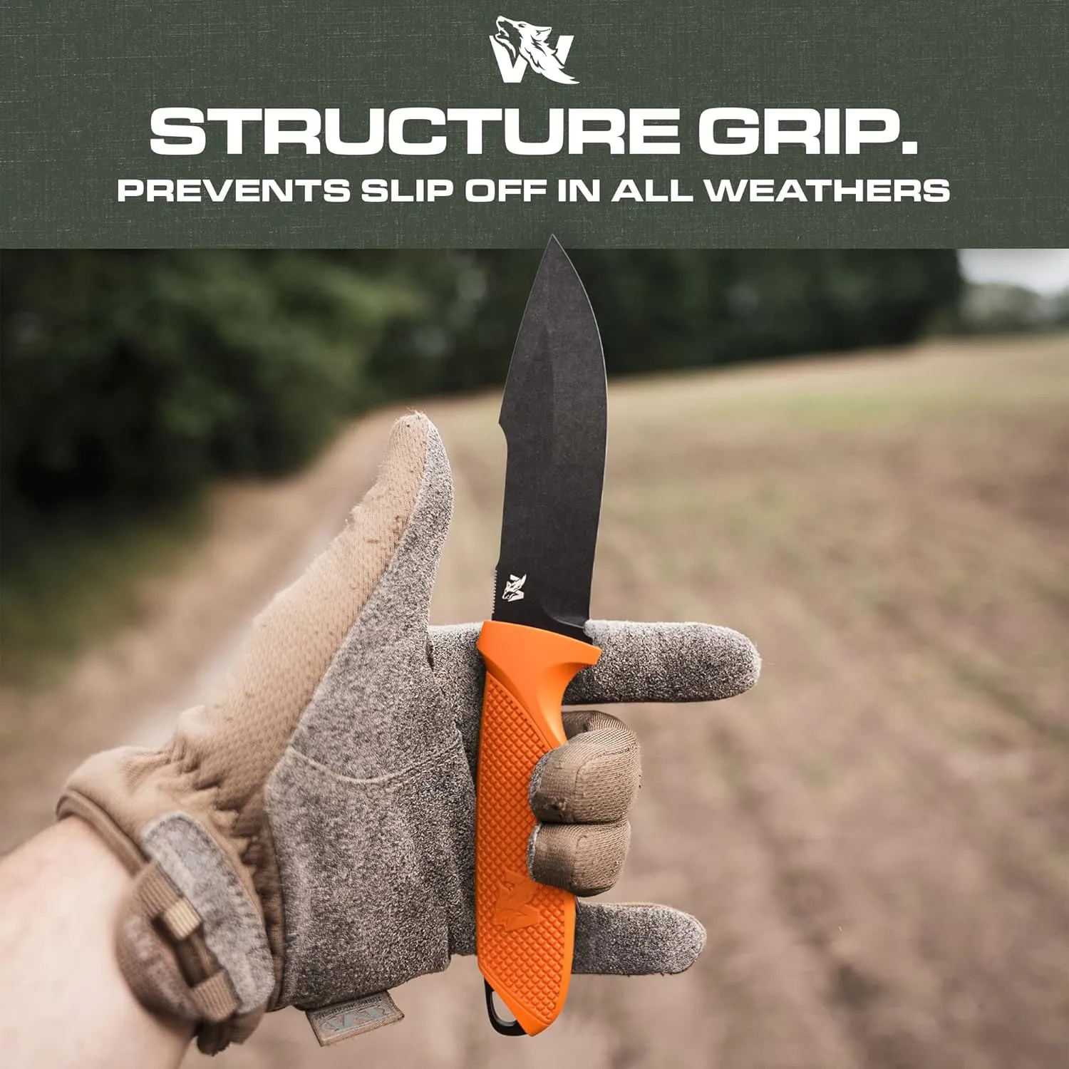 WOLF-I Full Tang Survival Knife with Sheath - Stylish Tactical Fixed Blade - Made of 440C Steel - Bushcraft and Camping Knife Survival - Perfect EDC Outdoor Knife with TPE Handle