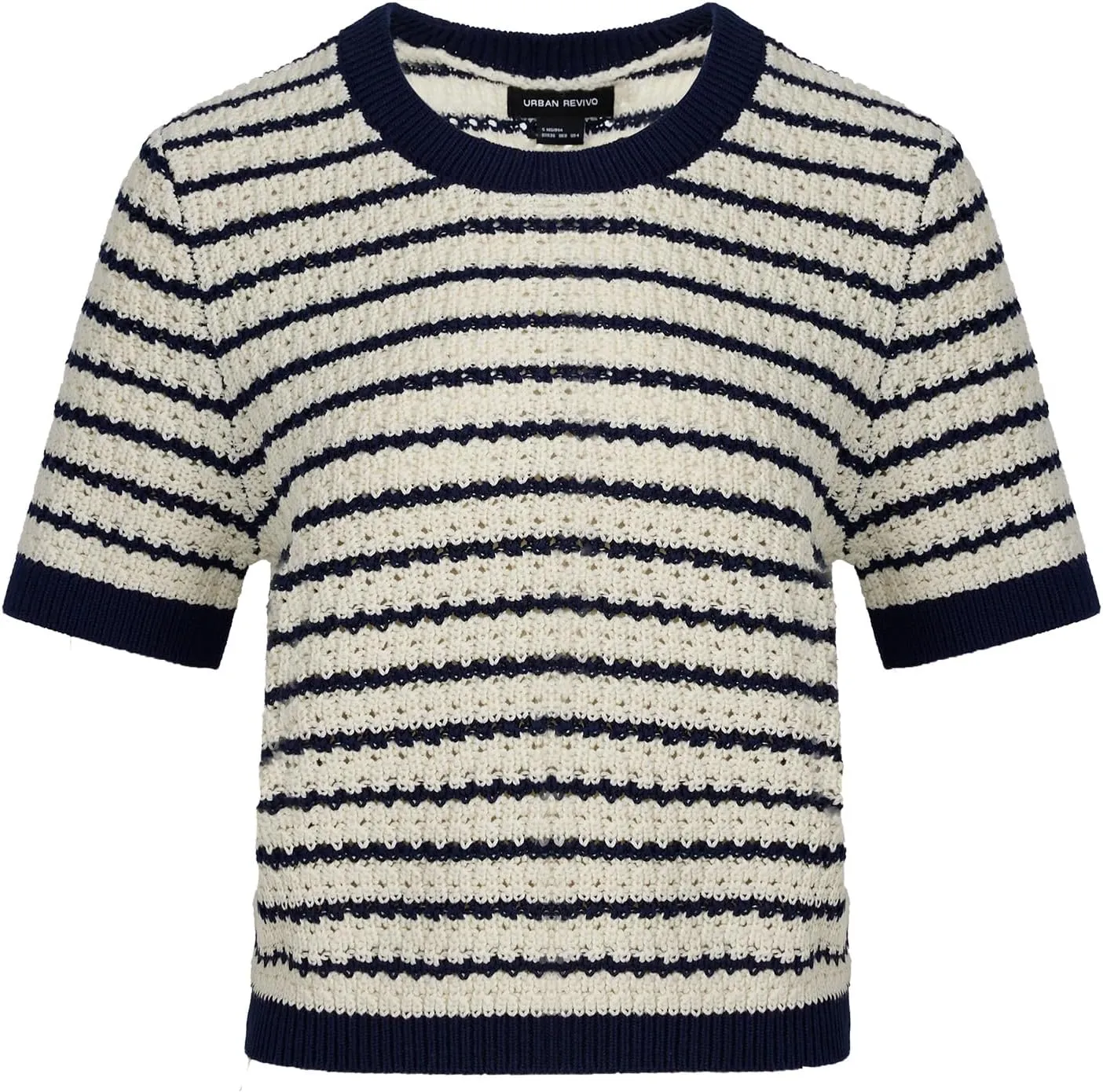 Women's Short Sleeve Sweaters Crewneck Knit Tops Casual Striped 2025 Trendy Soft Summer Blouses