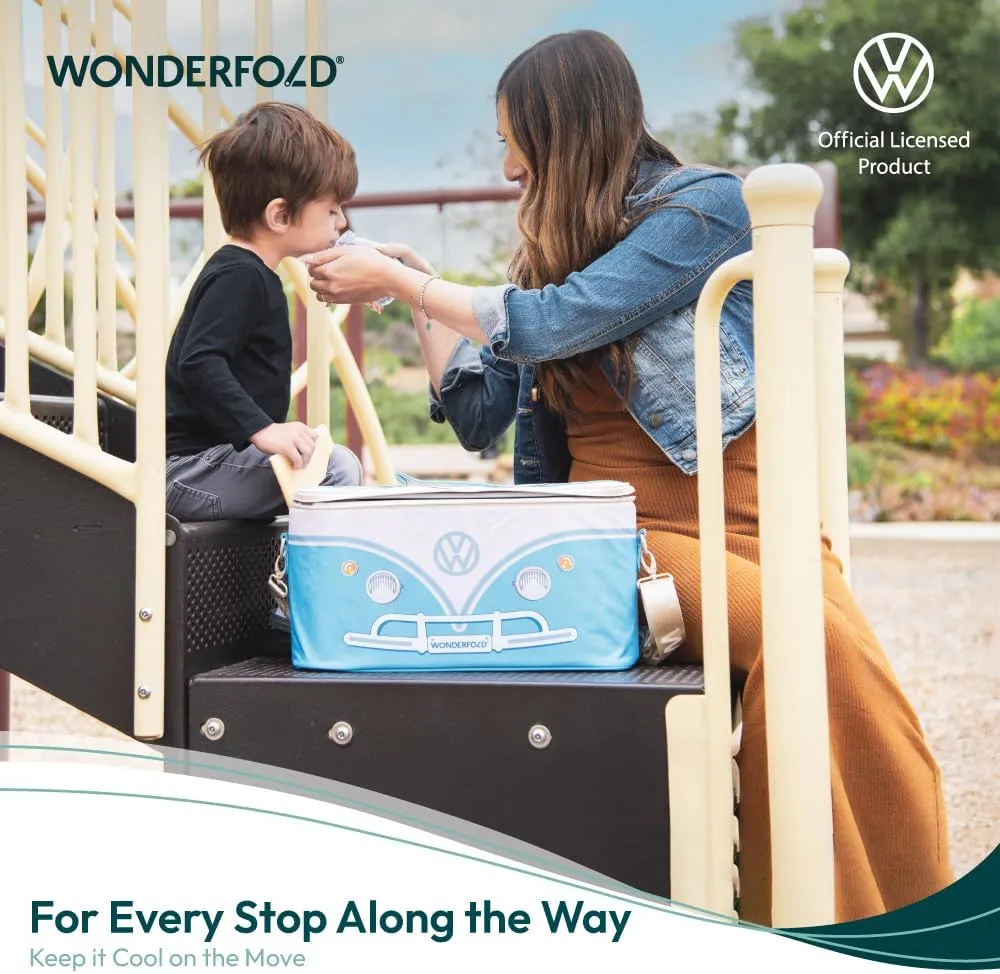WONDERFOLD VW Cooler Bag - Portable Cooler with Grab Handle & Shoulder Strap, Leak-Resistant, BPA-Free, and Easy to Clean, with Custom VW Print