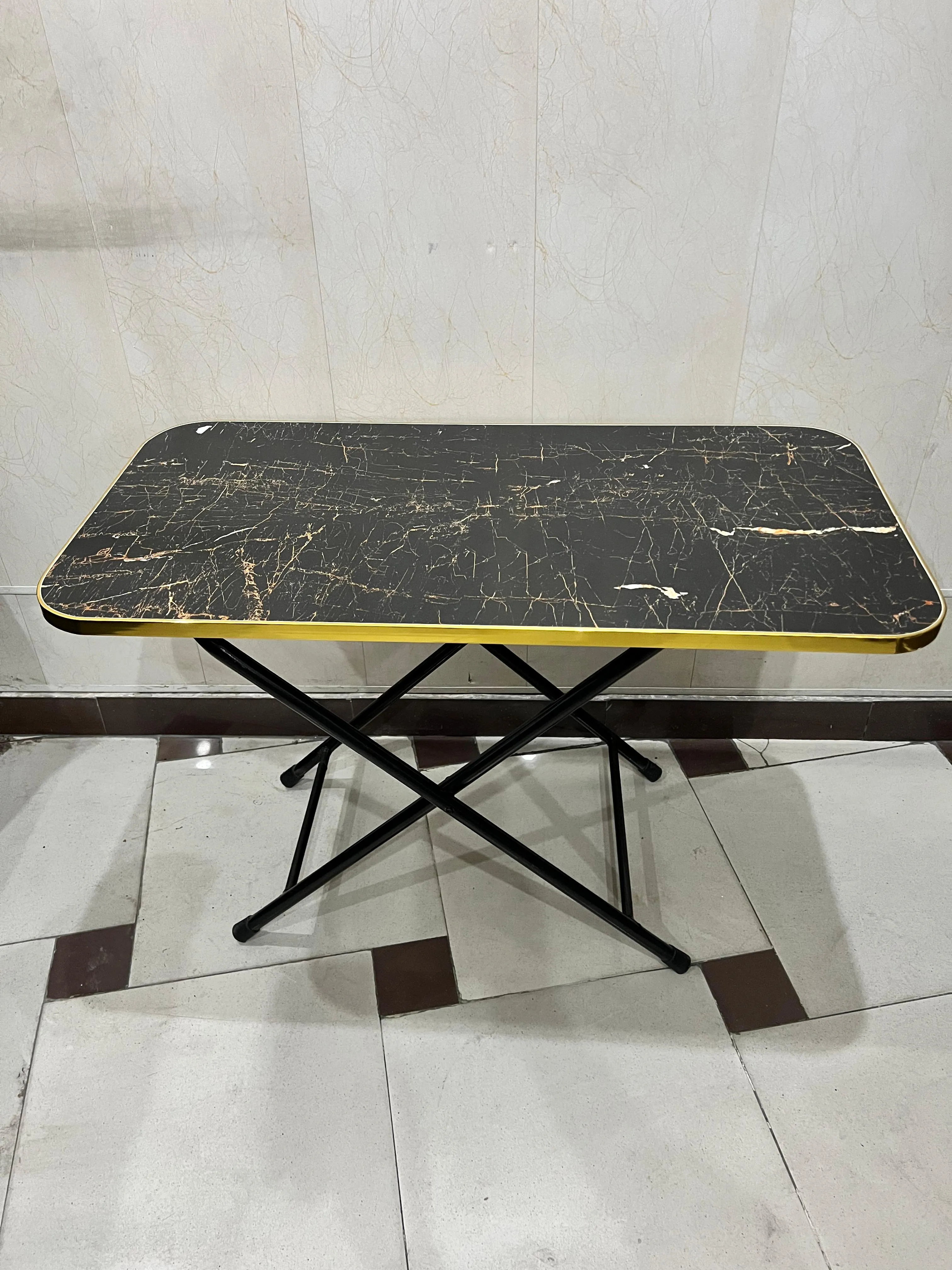 Wooden Folding Dining Table With Metal Legs Study Table
