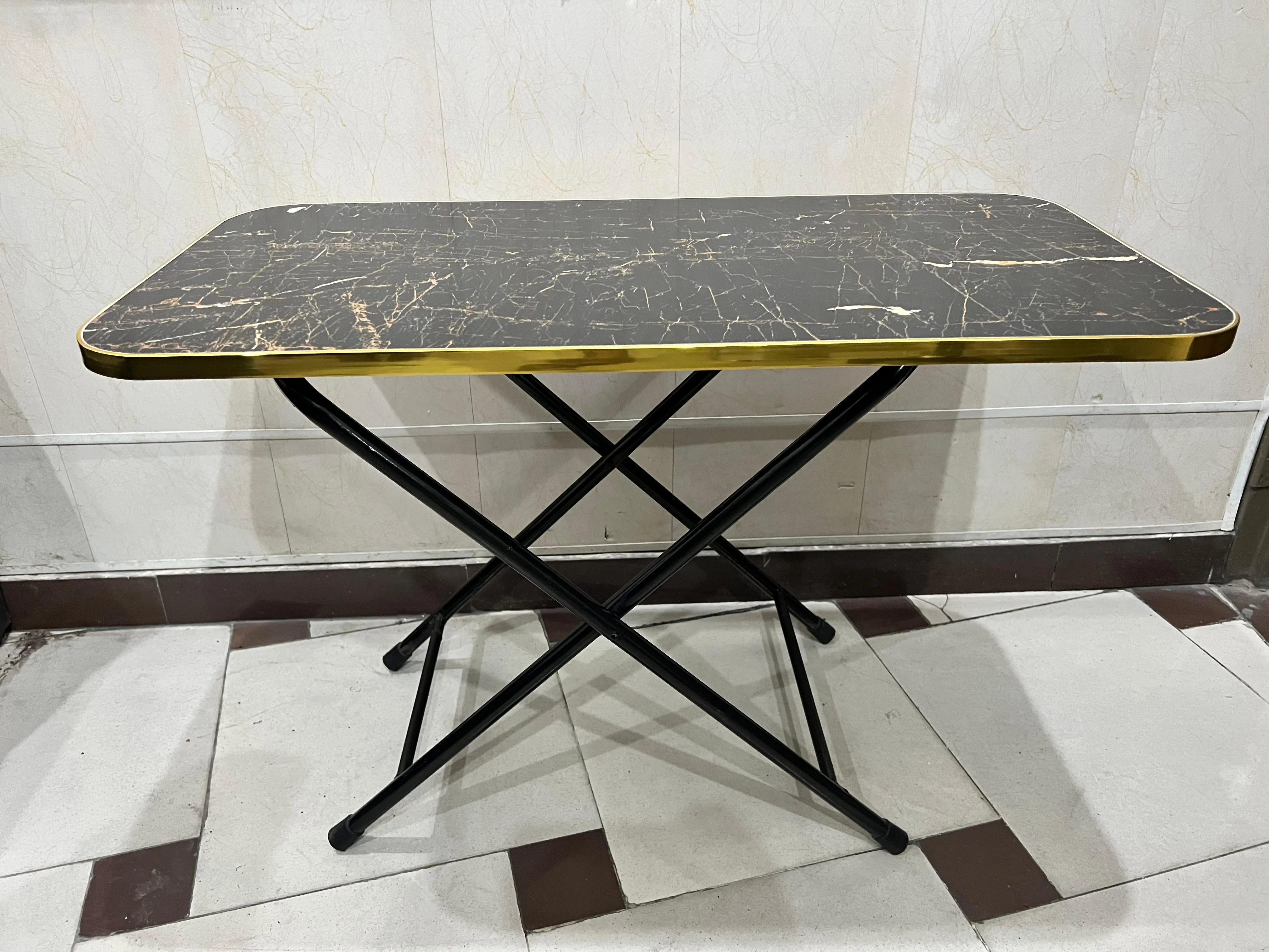 Wooden Folding Dining Table With Metal Legs Study Table