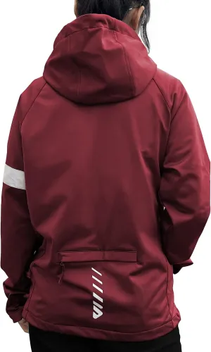 Wulibike Cycling Jackets for Womens Running Jacket Winter Thermal Reflective Hoodie Windproof Coat With 6 Pockets