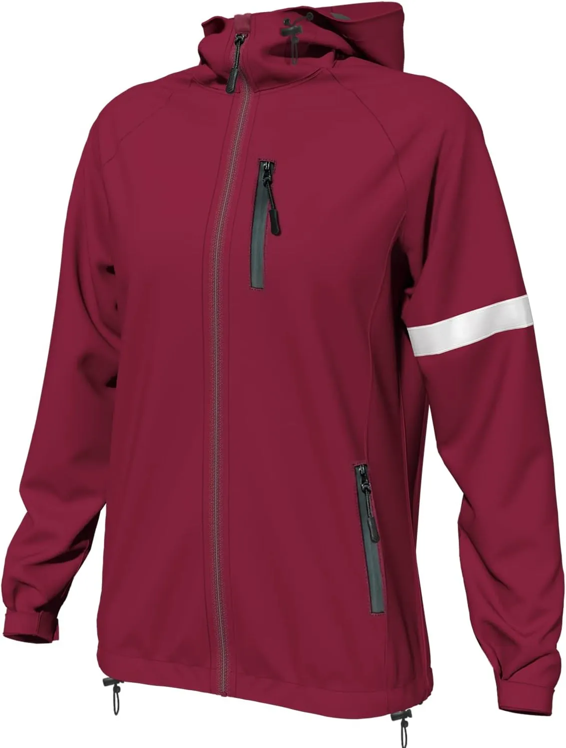 Wulibike Cycling Jackets for Womens Running Jacket Winter Thermal Reflective Hoodie Windproof Coat With 6 Pockets