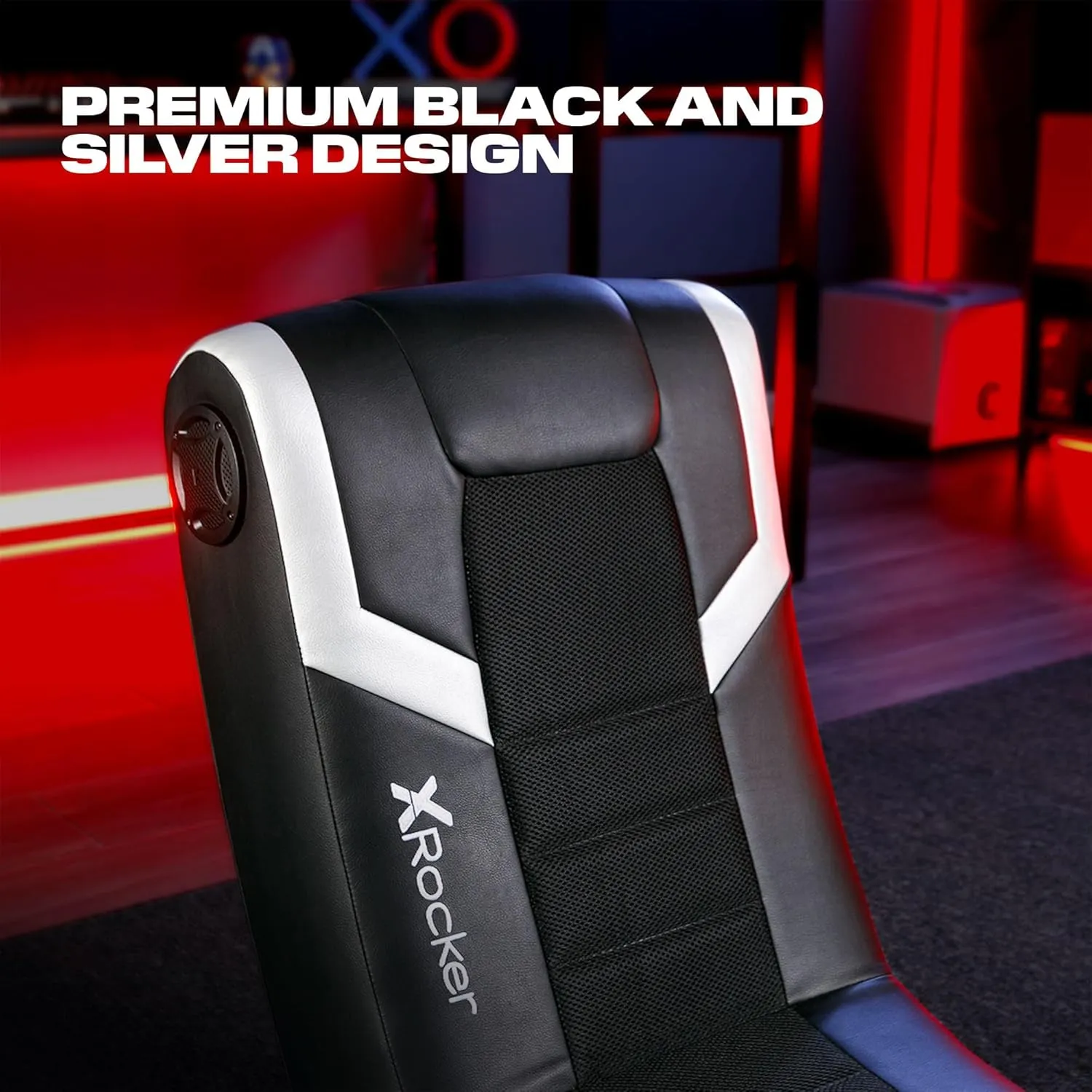 X Rocker Video Gaming Floor Rocker Chair, Built-in Audio Speakers, Foldable for Bedroom or Game Room, Gifts for Gamers, Boys Girls Teens 5-17