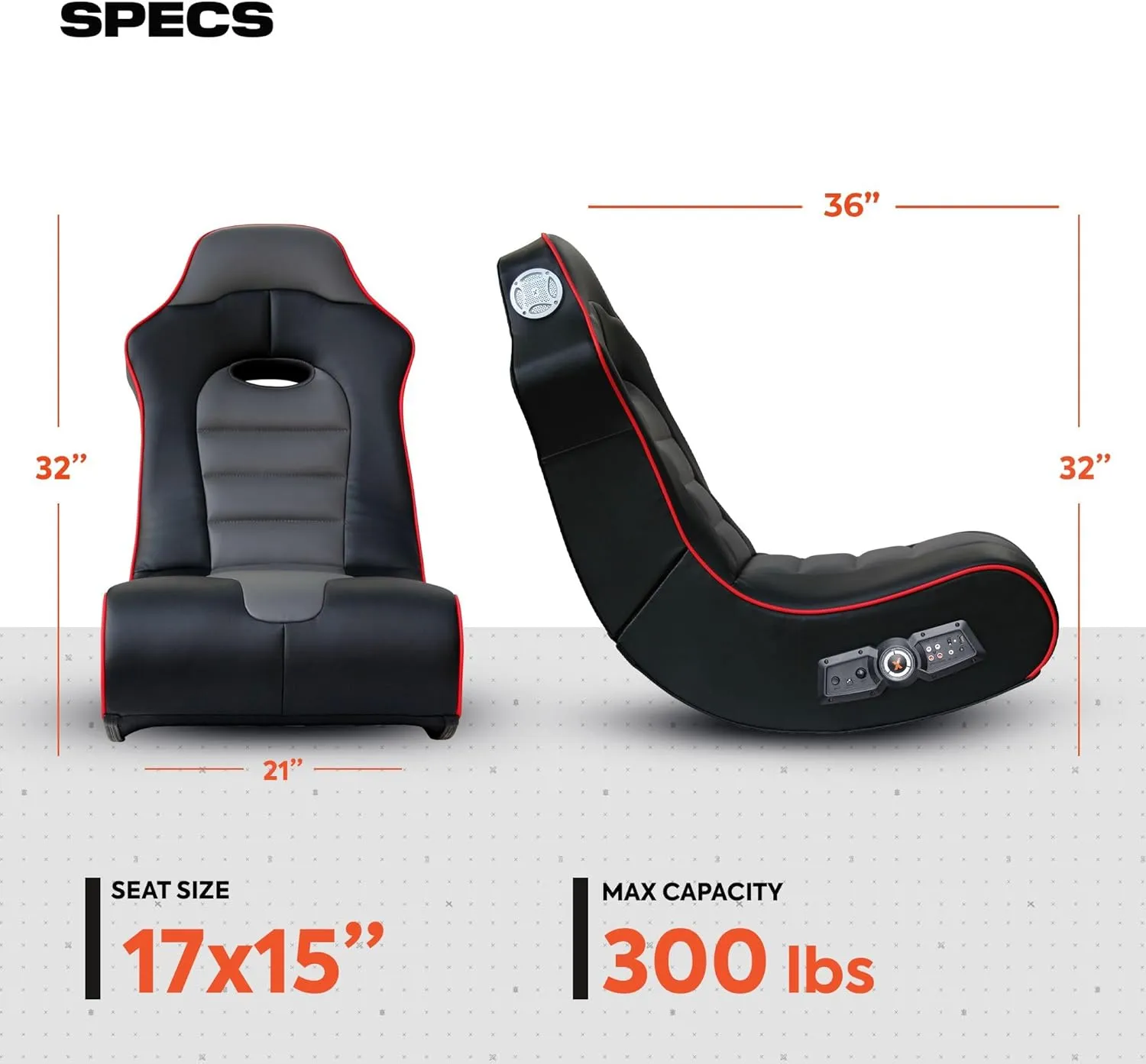 X Rocker Video Gaming Floor Rocker Chair, Built-in Audio Speakers, Foldable for Bedroom or Game Room, Gifts for Gamers, Boys Girls Teens 5-17