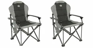 X2 (Pair) Royal Commander Chair Black/Grey゠- Padded Camping Armchair - 2019 -