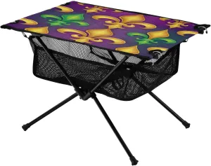 xigua Happy Mardi Gras Folding Camping Table,Portable Camp Table with Carry Bag Beach Table Folding Table for Picnic, Camp,Party,Travel237