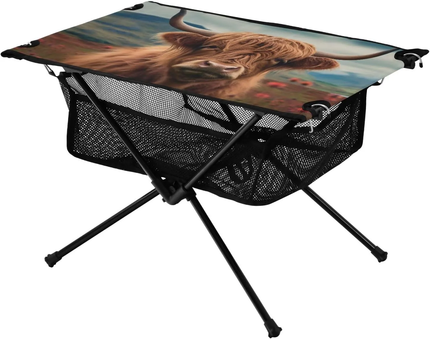xigua Highland Cow Folding Camping Table,Portable Camp Table with Carry Bag Beach Table Folding Table for Picnic, Camp,Party,Travel139