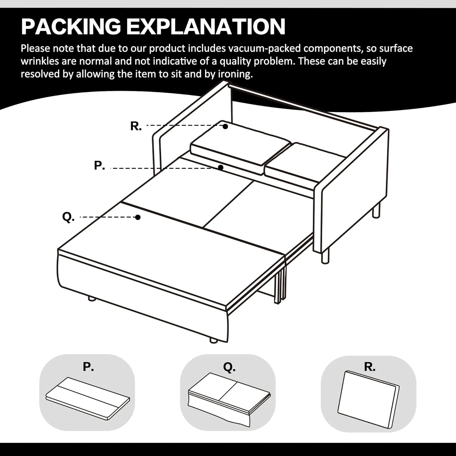 XSPRACER 3-in-1 Convertible Sleeper Sofa, Loveseat Sofa Couch with Pullout Bed and Storage for Living Room, Bedroom, Balcony, RV, Linen, White