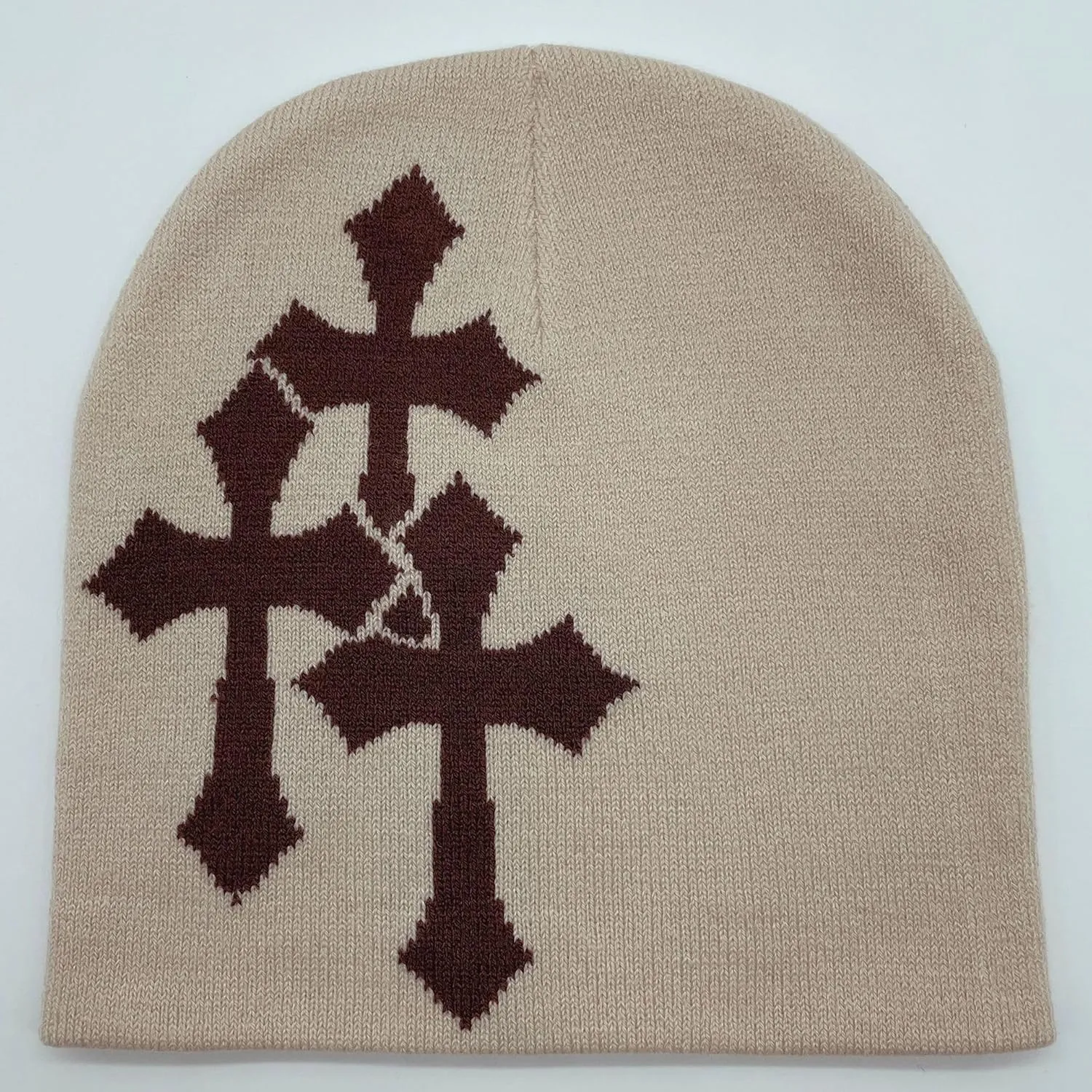 Y2K Knitted Beanies Hat Cross Graphics Men Women Jacquard Hat Punk Solid Color Hat Outdoor Sports Trend Beanie