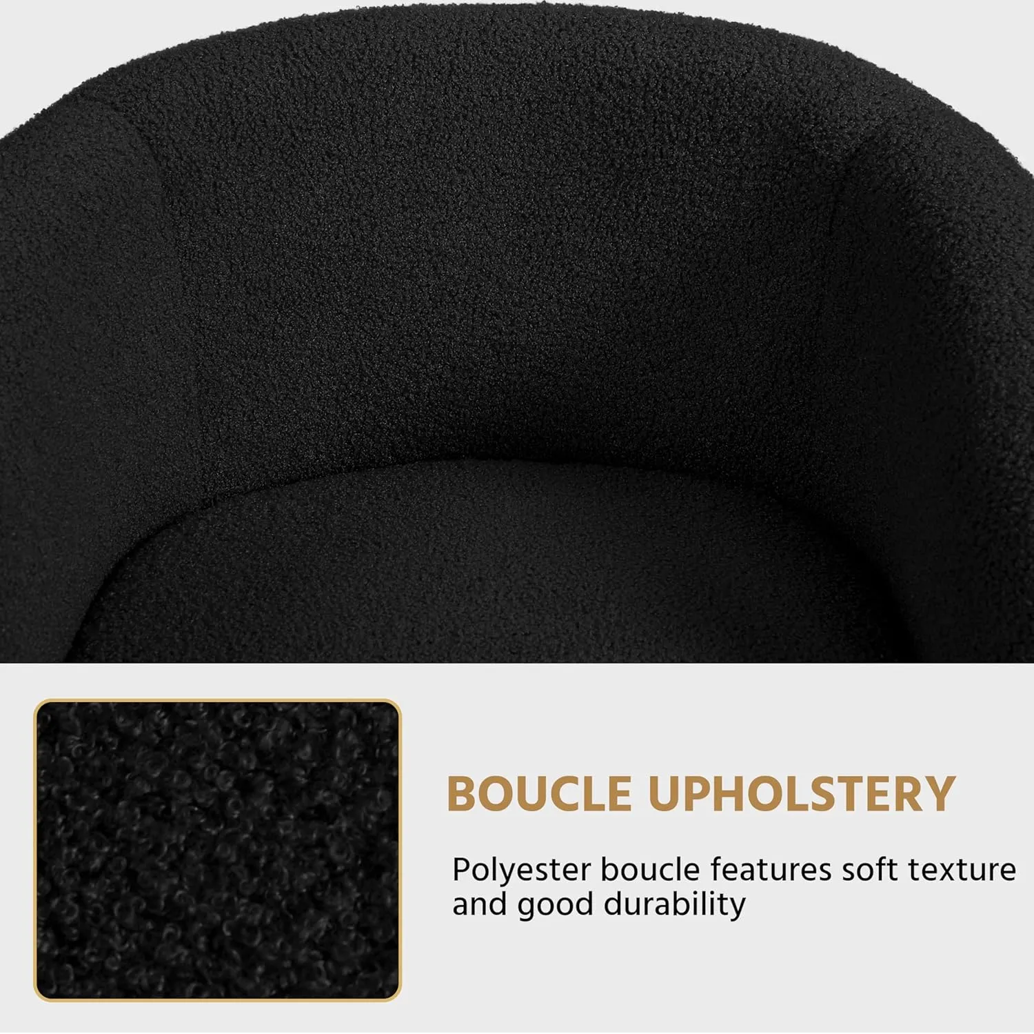 Yaheetech Accent Barrel Chair, Boucle Fabric Club Chair, Furry Sherpa Elegant Armchair with Cozy Soft Padded, Suitable for Living Room Bedroom Reception Room Office, Black