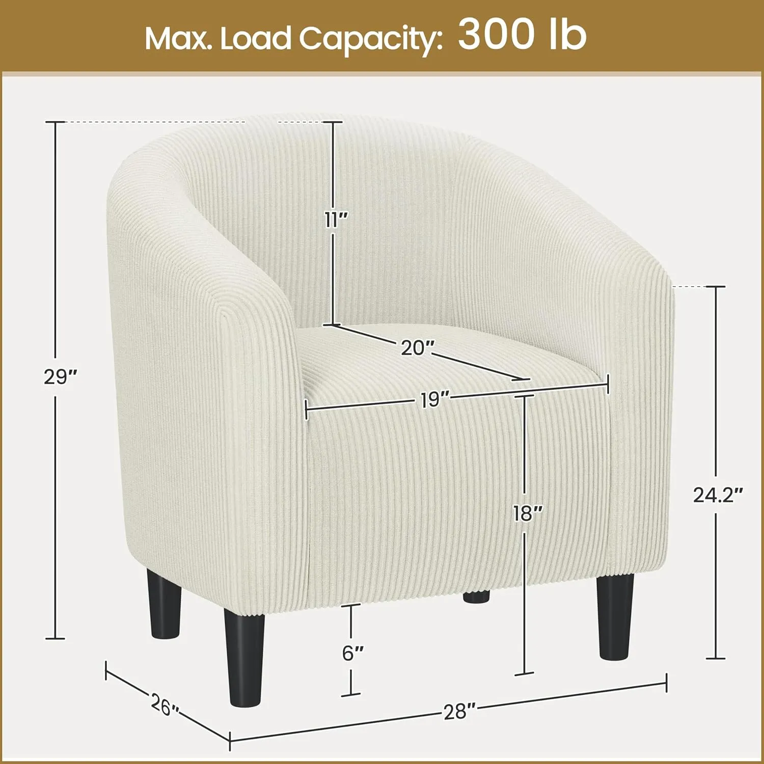Yaheetech Accent Barrel Chair, Corduroy Fabric Club Chair, Furry Sherpa Elegant Armchair with Cozy Soft Padded, Suitable for Living Room Bedroom Reception Room Office, Beige