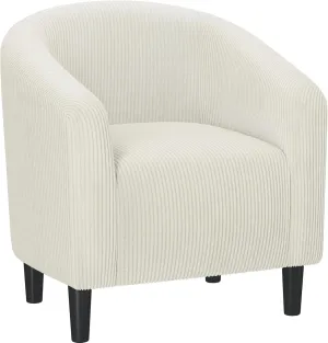 Yaheetech Accent Barrel Chair, Corduroy Fabric Club Chair, Furry Sherpa Elegant Armchair with Cozy Soft Padded, Suitable for Living Room Bedroom Reception Room Office, Beige