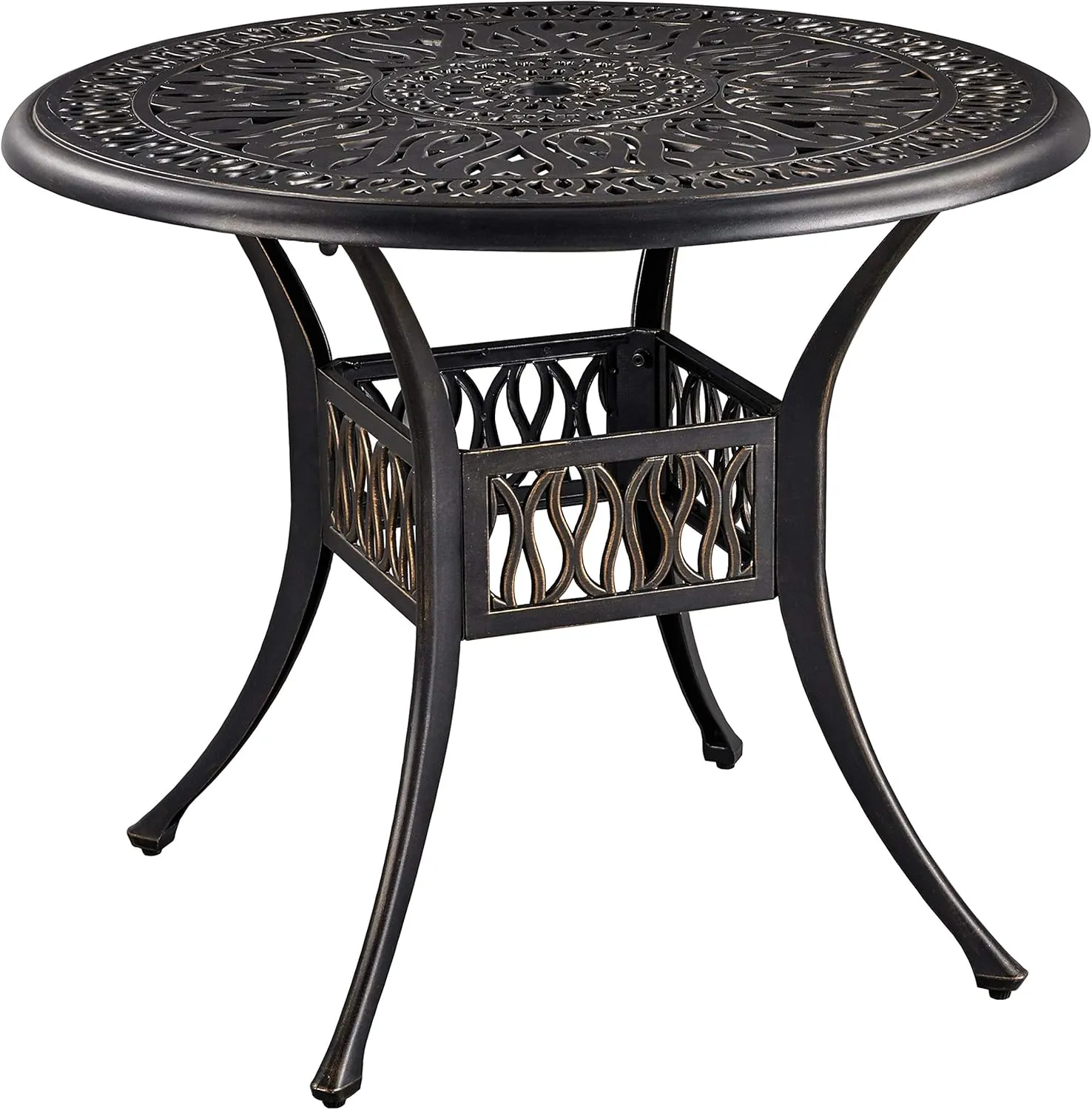 Yaheetech Patio Bistro Table with Umbrella Hole, Outdoor Furniture Aluminium Bistro Dining Table for Garden Backyard Porch Balcony