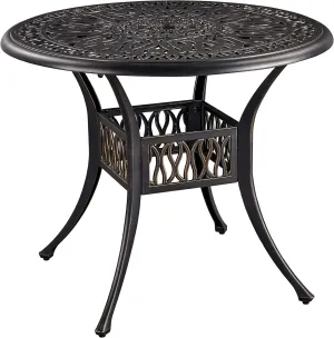 Yaheetech Patio Bistro Table with Umbrella Hole, Outdoor Furniture Aluminium Bistro Dining Table for Garden Backyard Porch Balcony