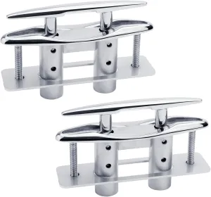 YANYUCB Pull Up Flush Mount Cleat Boat Dock Deck Marine Stainless Steel 316 Retractable Low-Profile Mooring Rope Neat Cleat Lift with Backing Plate and Lock Nuts