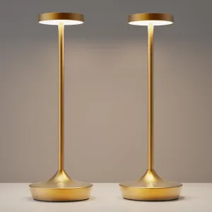 YHT Cordless Table Lamp Rechargeable,6000mAh Battery Operated LED Desk Lamp,Portable Outdoor Waterproof 3-Color Touch Dimmable Table Lights for Dining/Patio/Restaurant/Home (Gold 2P)