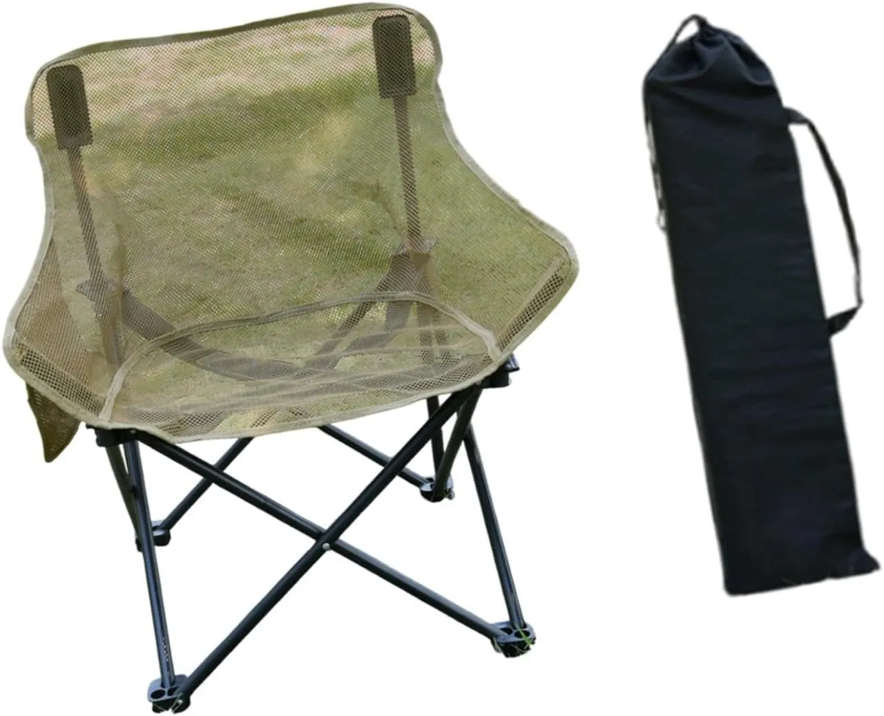 Yiju Folding Chair Camping Chair Heavy Duty Folded with Carrying Bag for Adults for Park Patio Sporting Events Fishing Backyard, Khaki