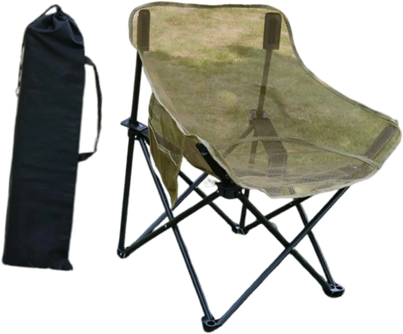 Yiju Folding Chair Camping Chair Heavy Duty Folded with Carrying Bag for Adults for Park Patio Sporting Events Fishing Backyard, Khaki
