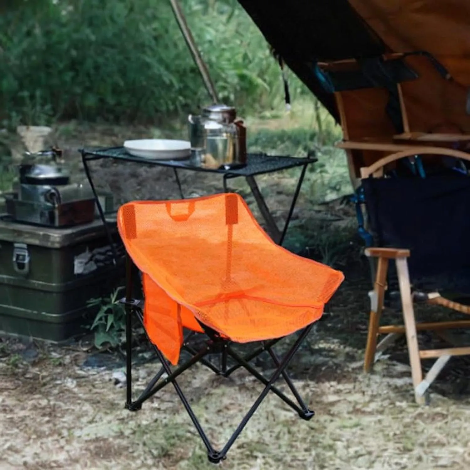 Yiju Folding Chair Camping Chair Heavy Duty Folded with Carrying Bag for Adults for Park Patio Sporting Events Fishing Backyard, Orange