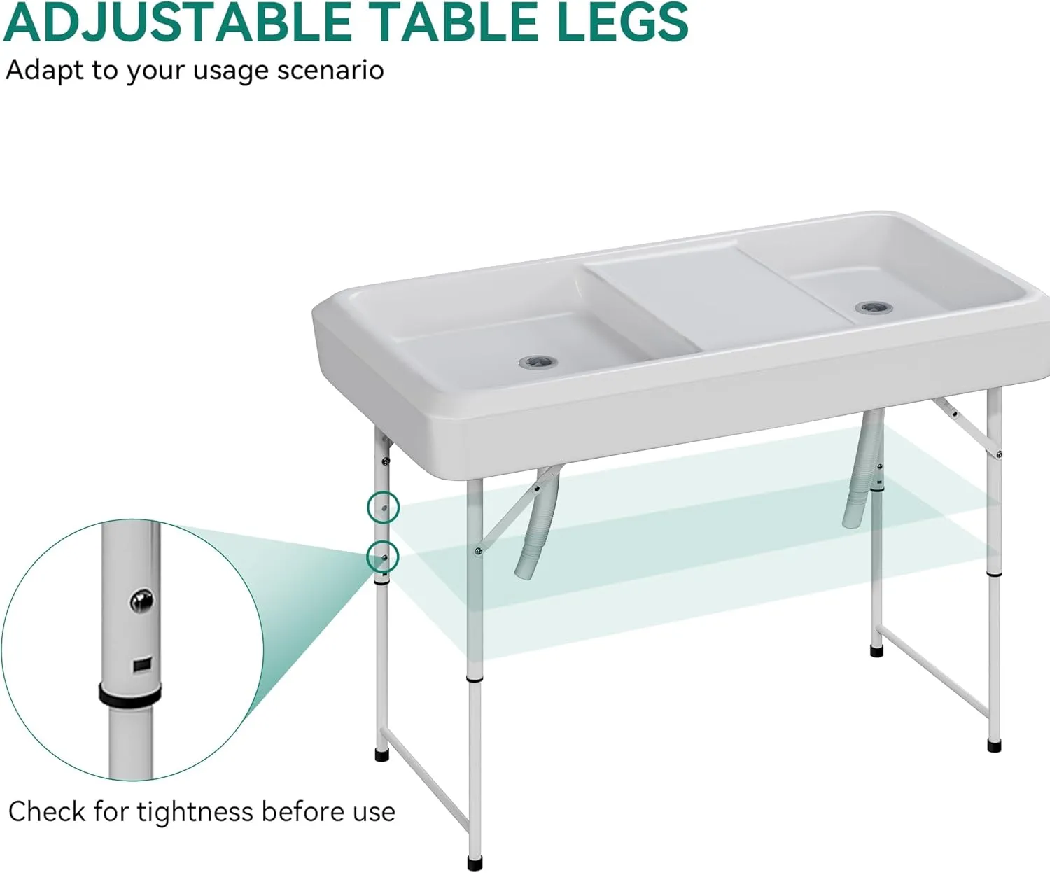 YITAHOME Ice Table, 4FT Folding Ice Cooler Table with Drain and Detachable Skirt, Portable Ice Tables for Parties BBQ Camping Picnic, White
