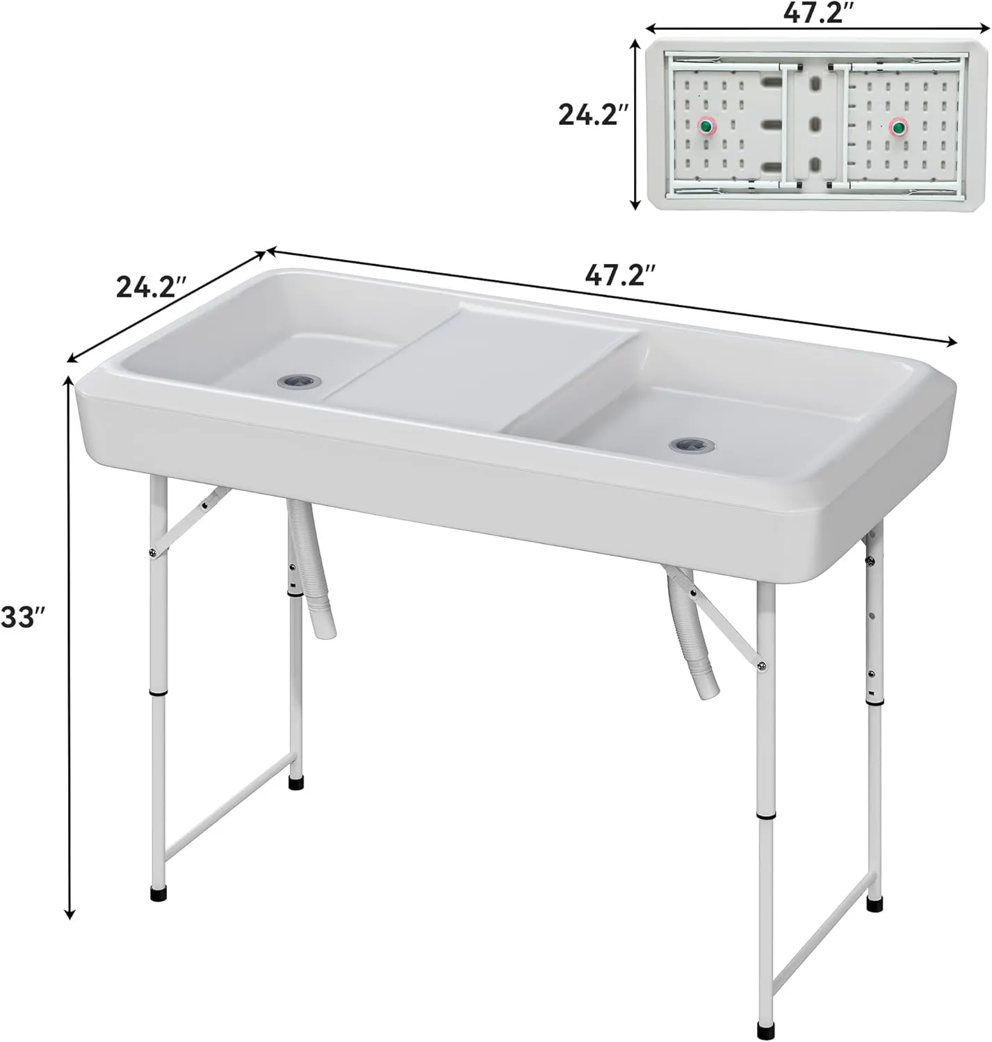 YITAHOME Ice Table, 4FT Folding Ice Cooler Table with Drain and Detachable Skirt, Portable Ice Tables for Parties BBQ Camping Picnic, White