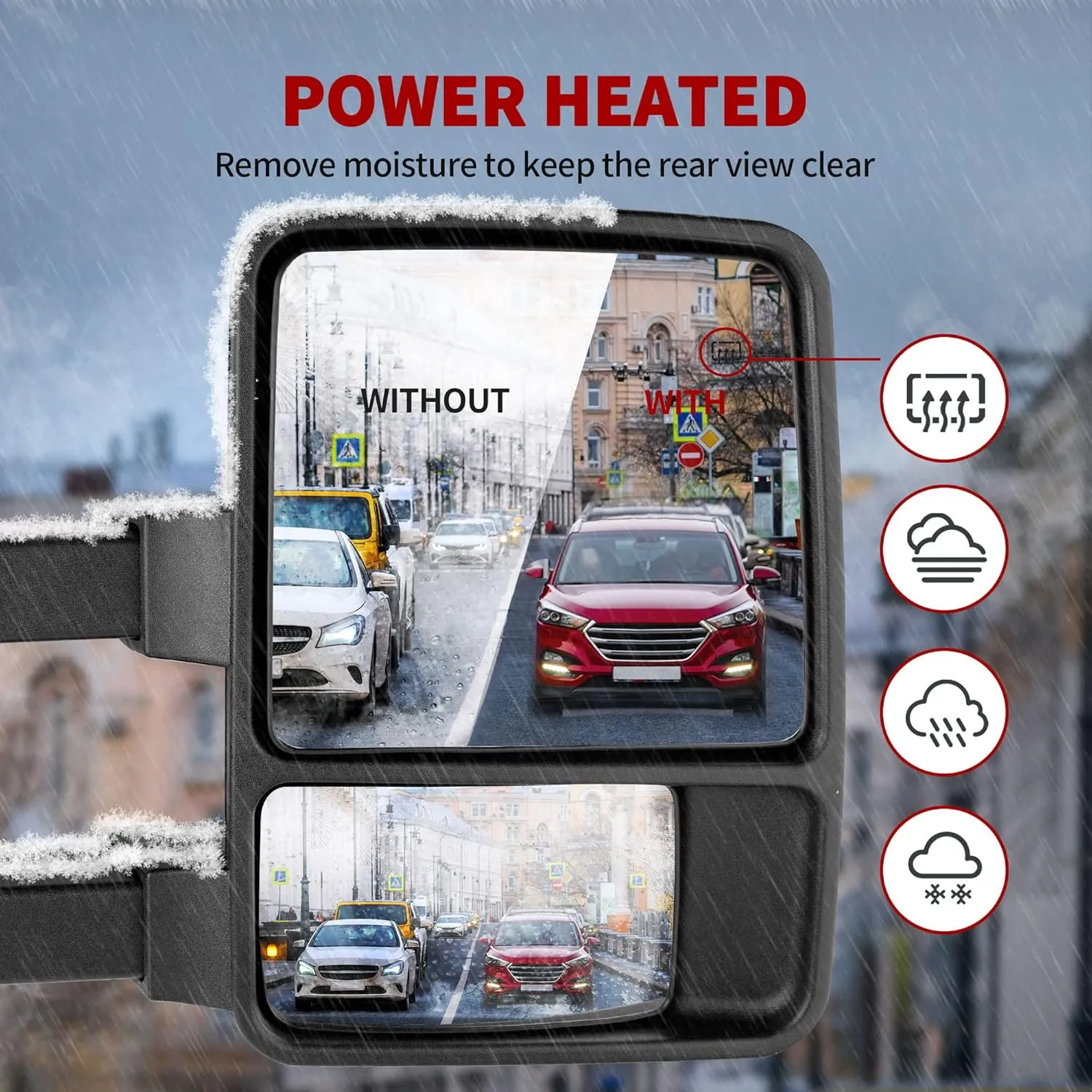 YITAMOTOR Towing Mirror Compatible with 2008-2016 Ford F250 F350 F450 F550 Super Duty, Right Passenger Side Mirror Power Heated Telescoping Folding Turn Signal Light Black