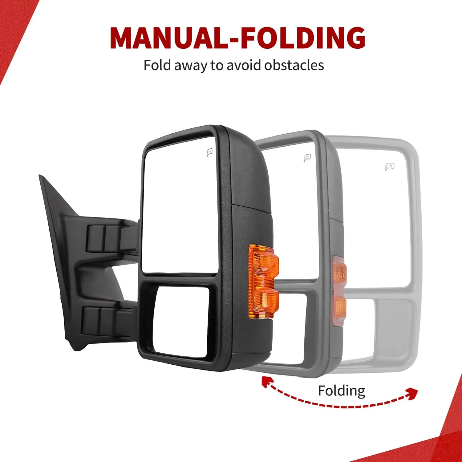 YITAMOTOR Towing Mirror Compatible with 2008-2016 Ford F250 F350 F450 F550 Super Duty, Right Passenger Side Mirror Power Heated Telescoping Folding Turn Signal Light Black