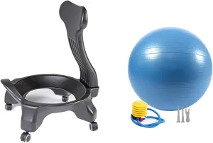 Yoga Balance Exercise Bouncy Ball Chair Yoga Ball Chair for Pregnancy, Balance Ball Seat for Home Office School Gym Prolonged Sitting, Bouncy Ball Stool with Lockable Wheels And Foot Pump(Yoga ball Ch