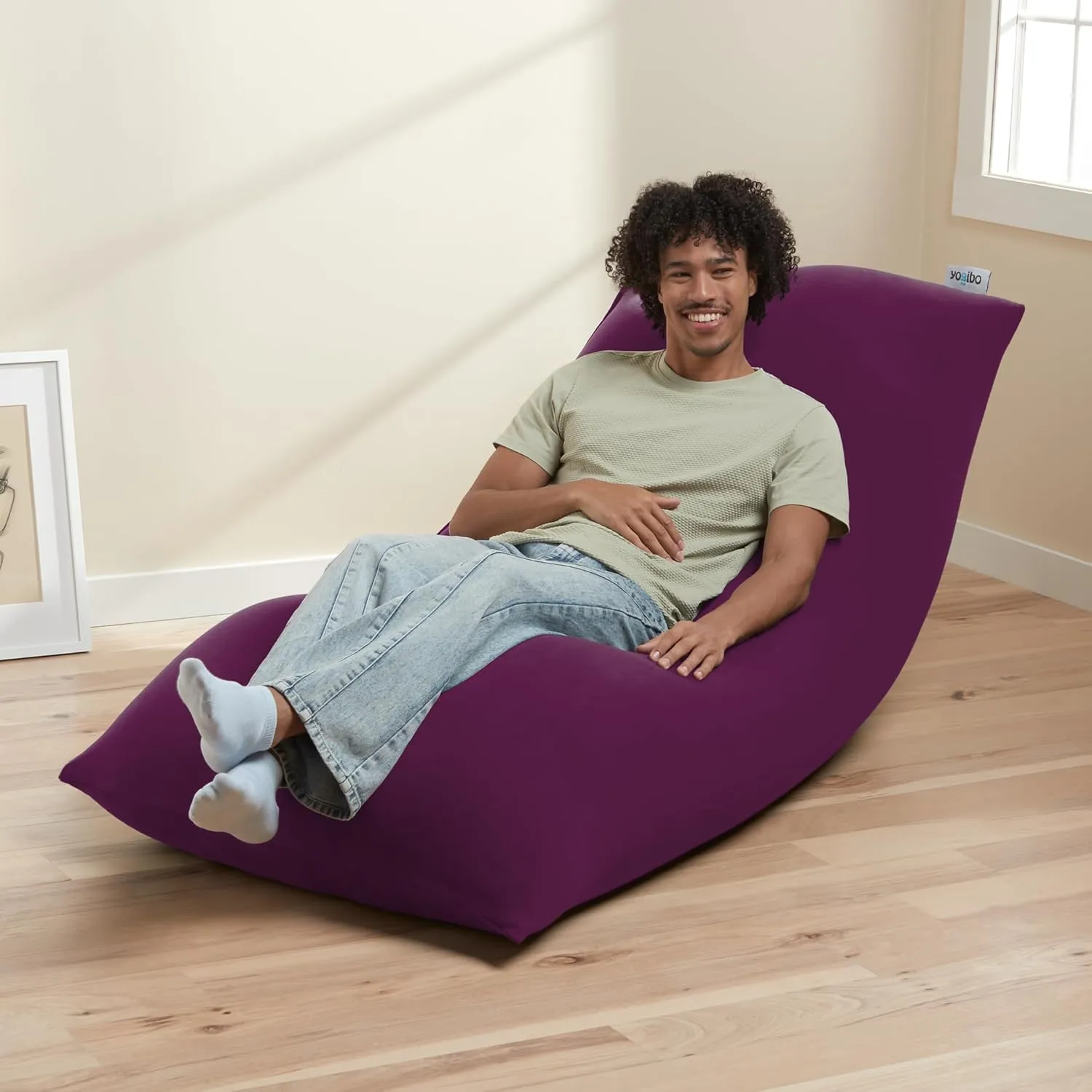 Yogibo Max 6-Foot Beanbag Chair Bean Bag Couch with a Washable Outer Cover, Customer Favorite Cozy Sofa for Gaming, Reading, and Relaxing, Filled with Soft Micro-Beads, 6', Purple