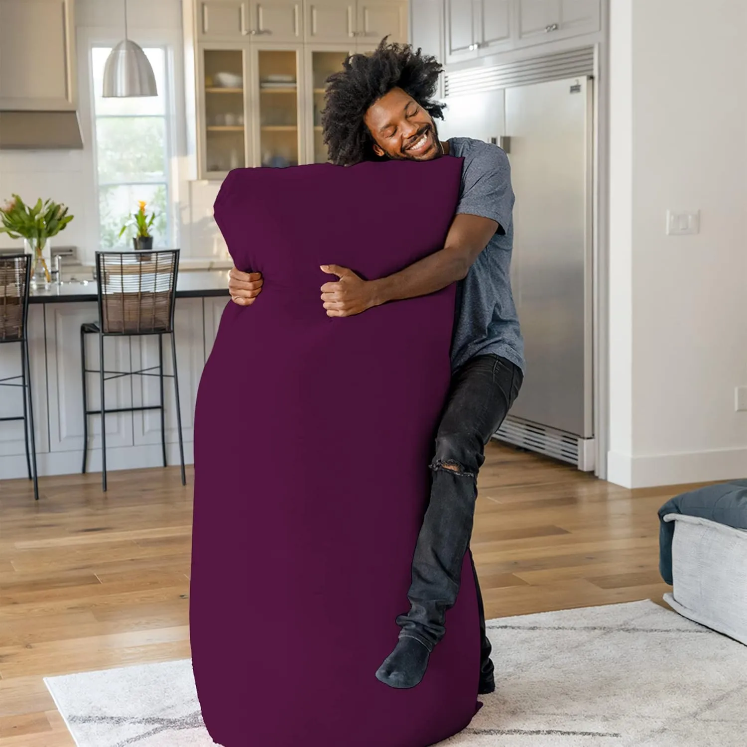 Yogibo Max 6-Foot Beanbag Chair Bean Bag Couch with a Washable Outer Cover, Customer Favorite Cozy Sofa for Gaming, Reading, and Relaxing, Filled with Soft Micro-Beads, 6', Purple