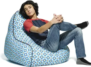 Yogibo Zoola Lounger Outdoor Bean Bag Chair for Adults with Filling, Comfy Single Beanbag Patio Pool Deck Lounge Furniture, Water-Resistant Washable Cover, Diamonds