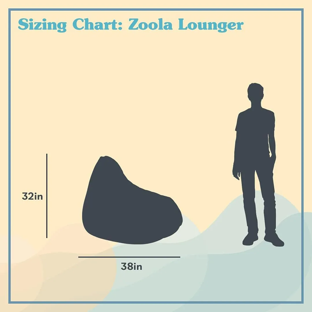 Yogibo Zoola Lounger Outdoor Bean Bag Chair for Adults with Filling, Comfy Single Beanbag Patio Pool Deck Lounge Furniture, Water-Resistant Washable Cover, Storm