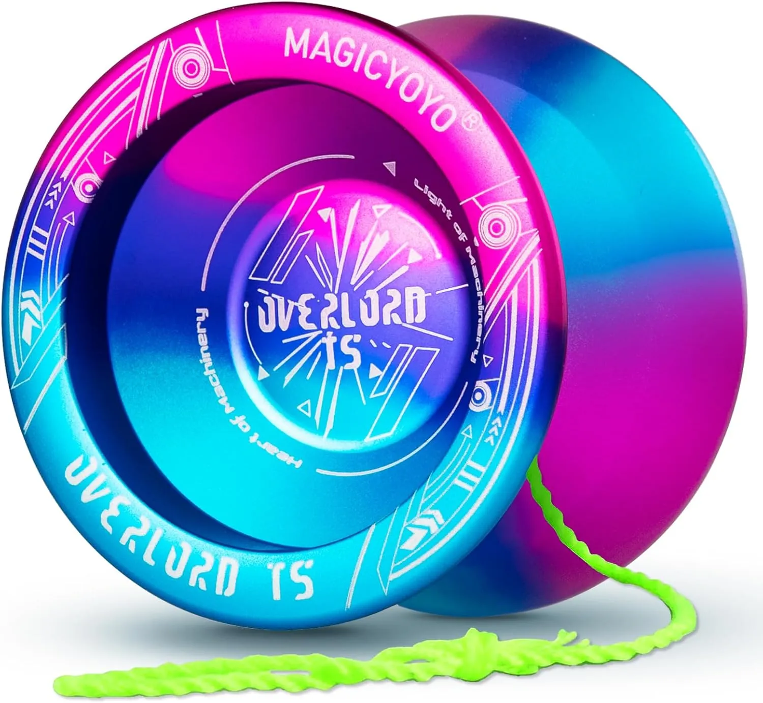 YOSTAR Yoyo Professional Magic YOYO T5 Plus Overlord, Unresponsive Yoyo Balls, Aluminum Alloy Metal Yoyo, Bonus - 5 Strings, Yo-Yo Bag, Glove (Blue Pink Gradient Yoyo)