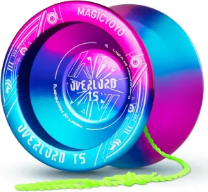 YOSTAR Yoyo Professional Magic YOYO T5 Plus Overlord, Unresponsive Yoyo Balls, Aluminum Alloy Metal Yoyo, Bonus - 5 Strings, Yo-Yo Bag, Glove (Blue Pink Gradient Yoyo)