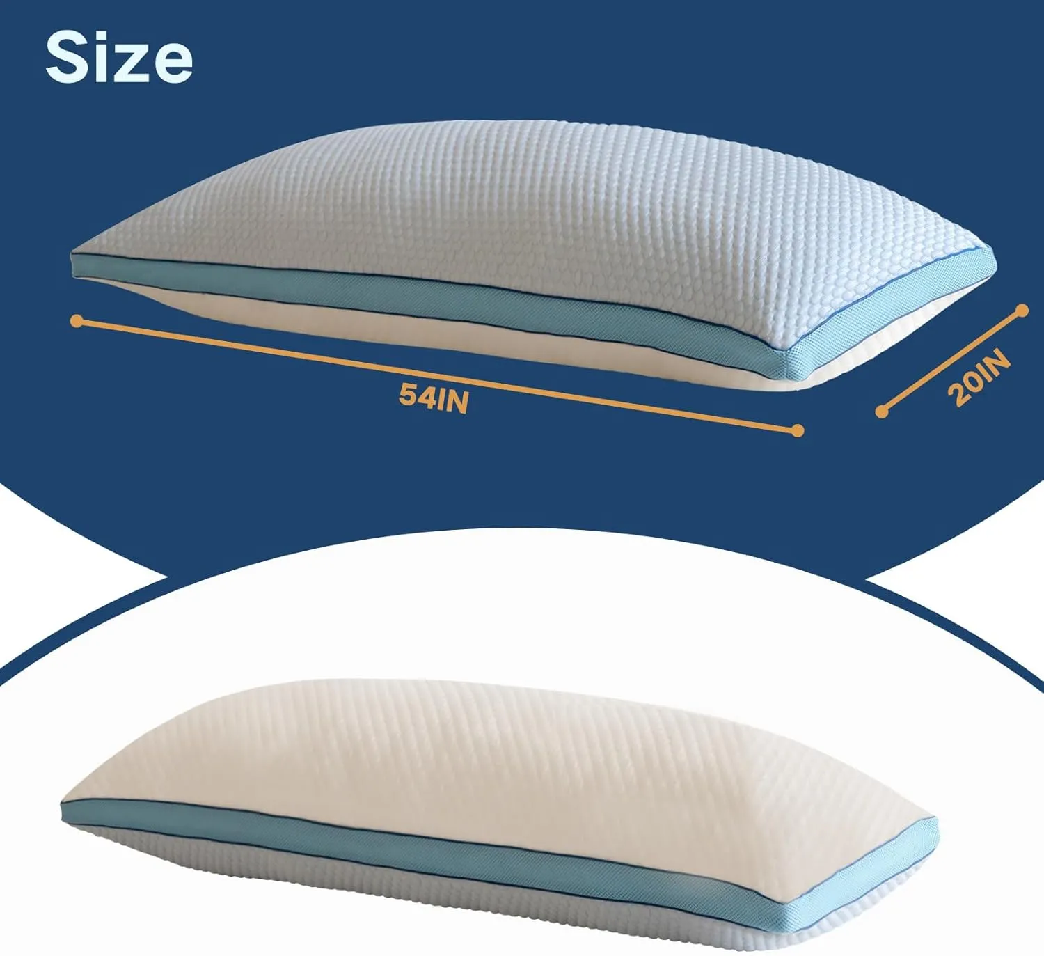 YZ HOME Cooling Body Pillow for Adults, Adjustable Extra Long Pillow for Bed, Shredded Memory Foam Full Body Pillows(20x54 Inch, Blue)