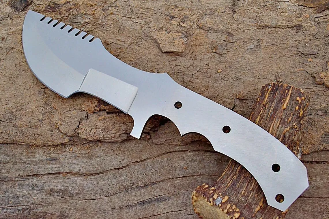 Zaby Knives ZB-7268 Handmade D2 Steel Hunting Tracker Knife Blank Blade 11 inches, Ideal for Hunting, Camping, and Bushcraft, Blank Blade for Knife Making, Silver (ZB-7268)