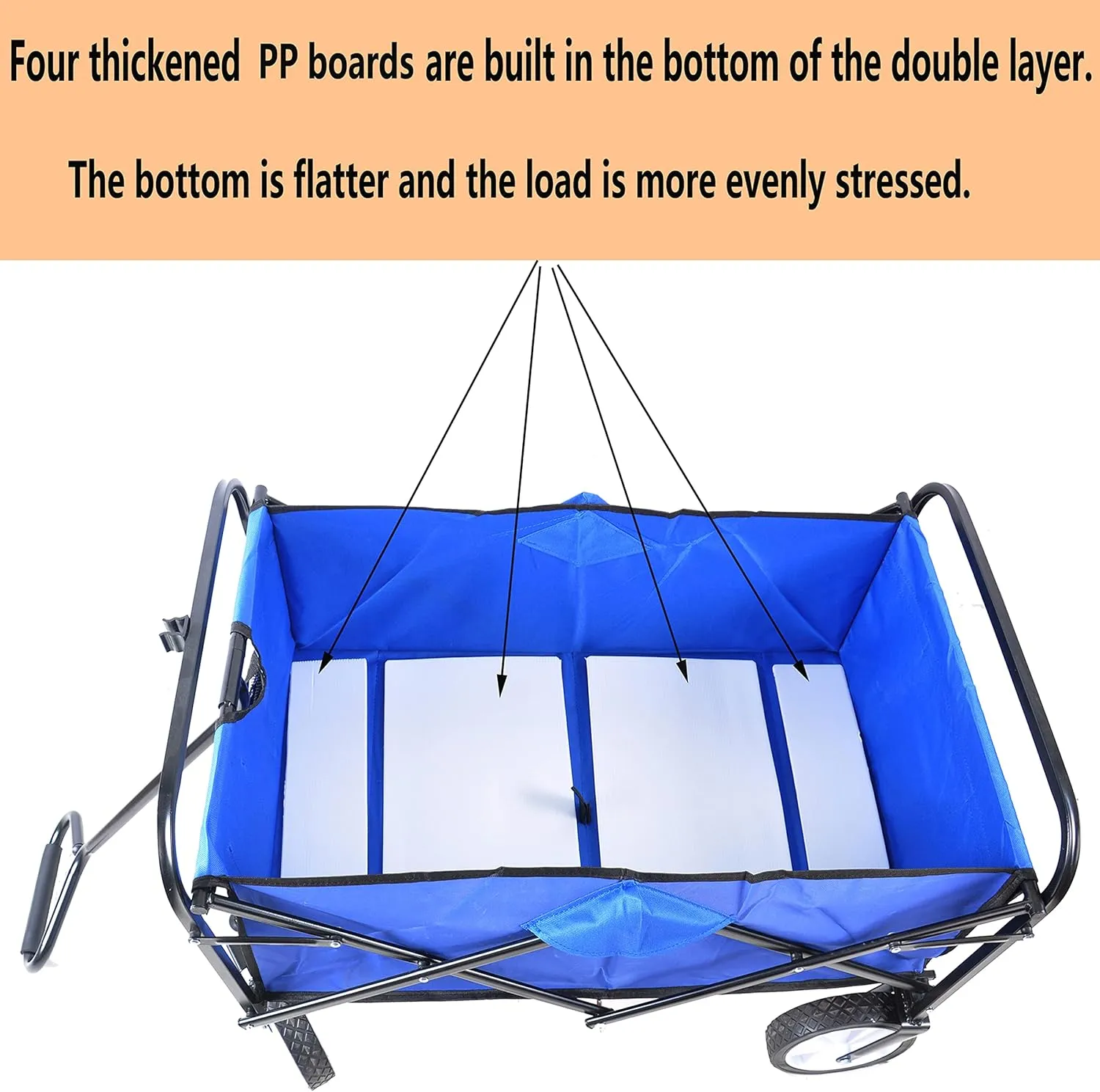 ZeHuoGe Outdoor Collapsible Utility Wagon Cart with Cup Holder, Heavy Duty Foldable Cart, for Activities, Parks, Camping (Blue)