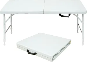 ZeHuoGe Portable Folding Table,Lightweight Picnic Party Dining Camp Table, Folding Banquet Table,Multifunctional Camping Table (White, 4ft)