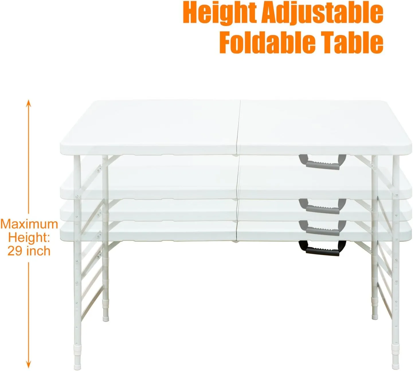 ZeHuoGe Portable Folding Table,Lightweight Picnic Party Dining Camp Table, Folding Banquet Table,Multifunctional Camping Table (White, 4ft)