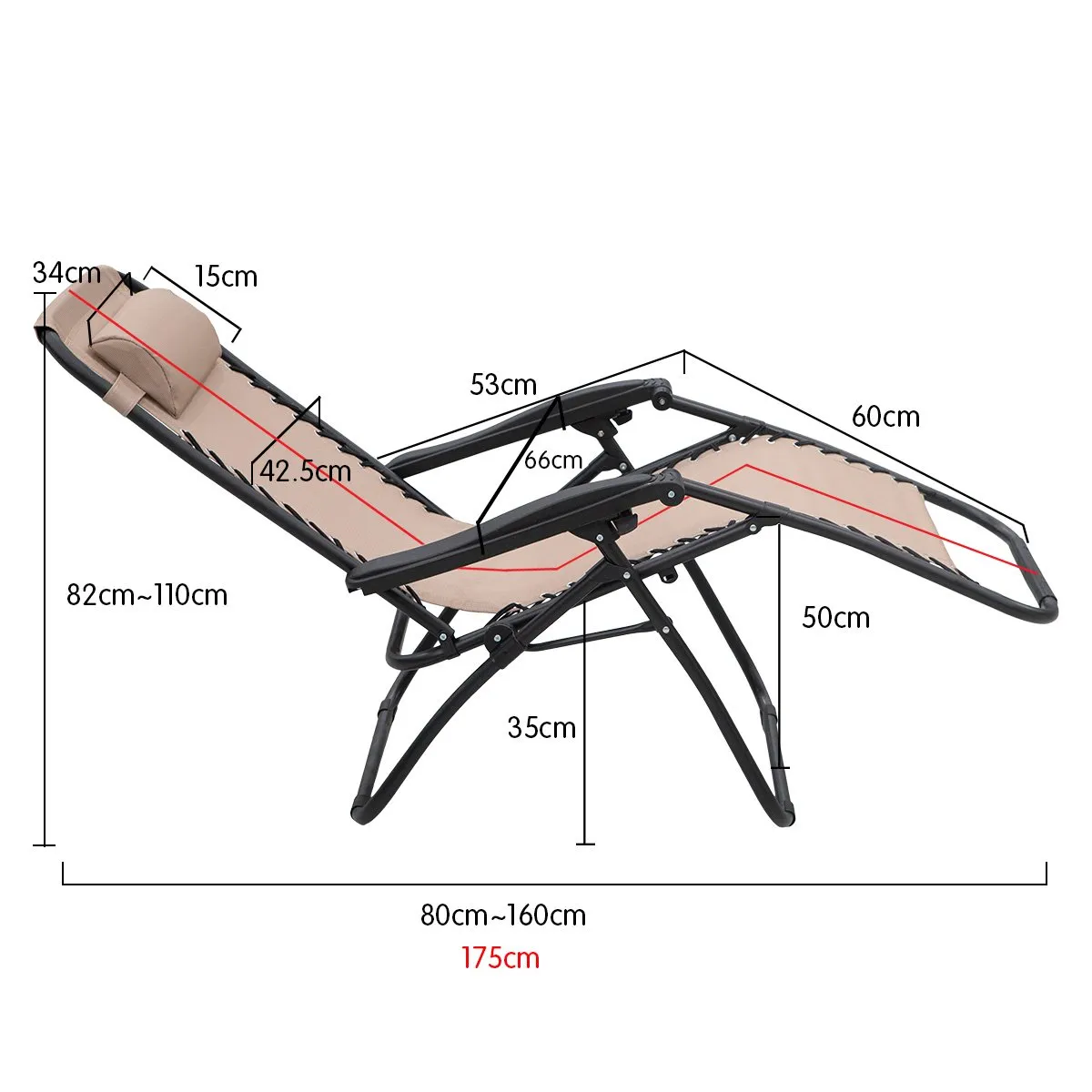 Zero Gravity Reclining Outdoor Beach Chair - Beige