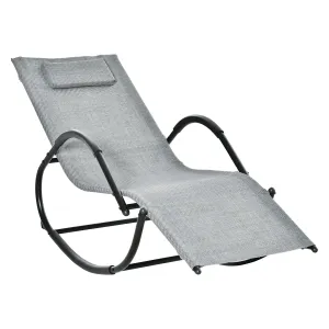 Zero Gravity Rocking Lounge Chair w/ Pillow for Indoor & Outdoor Texteline Grey