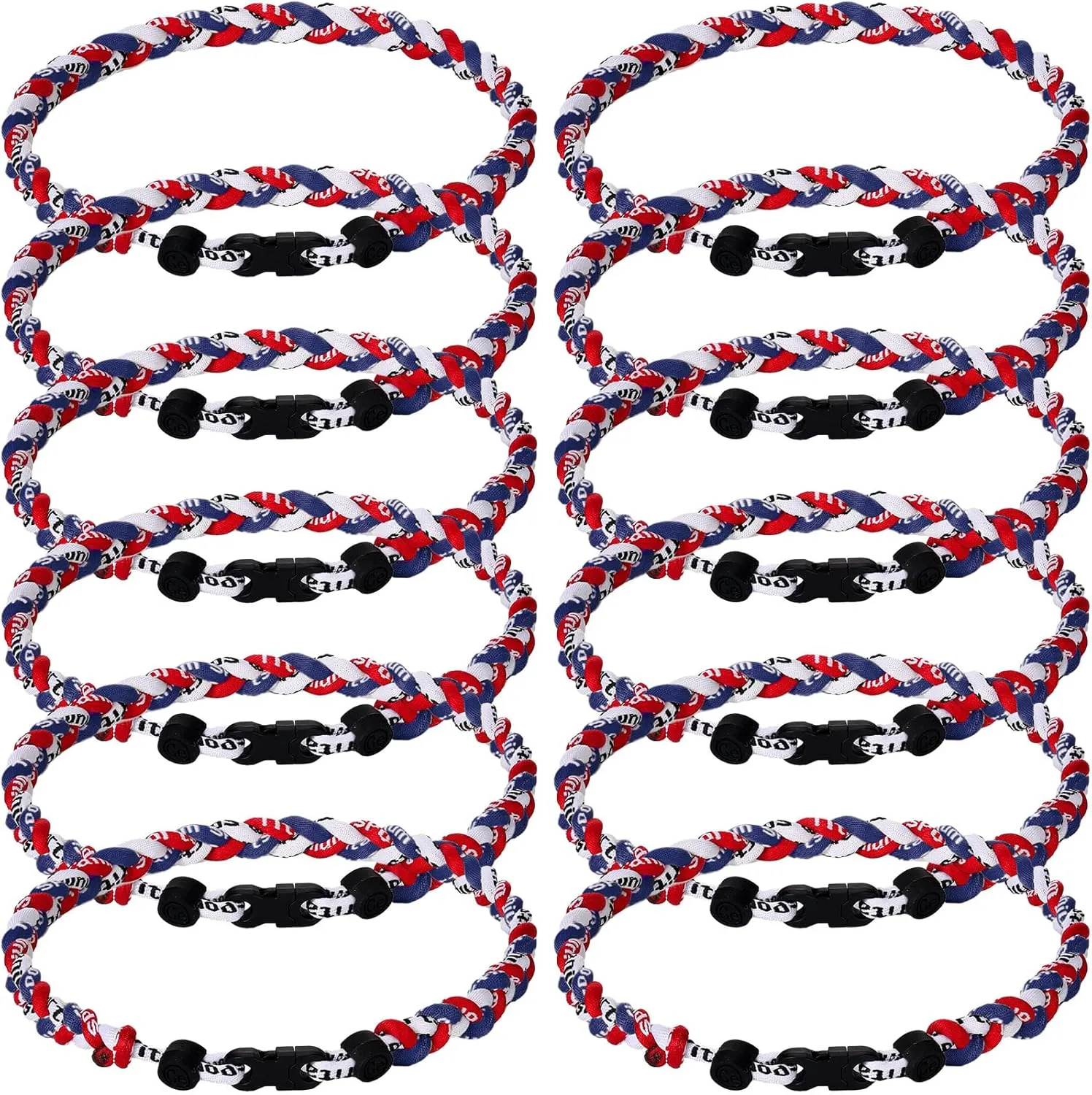 Zeyune 12 Pcs 18" Baseball Necklace for Boys Three Braided Rope Tornado Titanium Baseball Rope Necklace for Men Sport