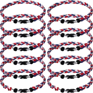 Zeyune 12 Pcs 18" Baseball Necklace for Boys Three Braided Rope Tornado Titanium Baseball Rope Necklace for Men Sport