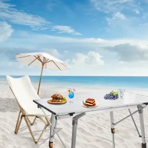 ZWANG Camping Table Foldable Portable with Adjustable Legs, Aluminum Folding Table Roll Up Table with Carrying Bag for Outdoor, Lightweight for Camping, Beach, Backyards, BBQ, Party and Picnic